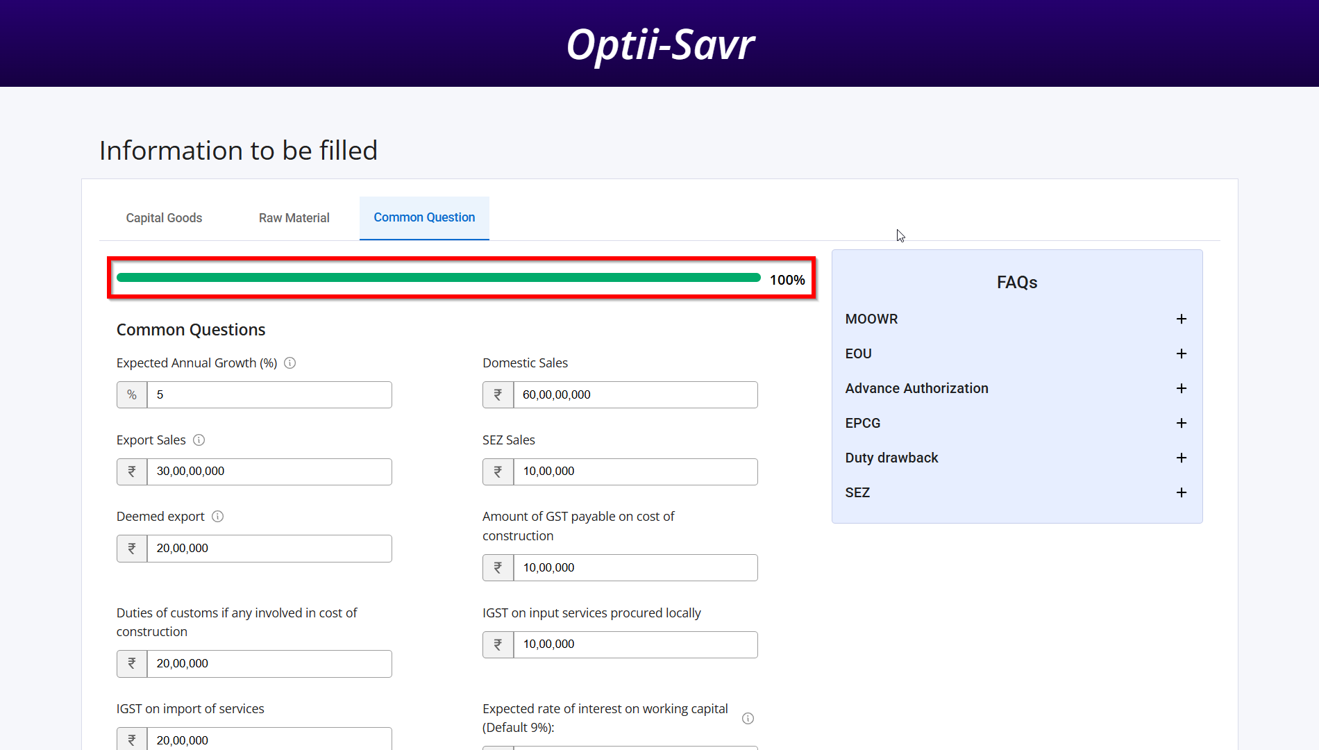 Progress Bar Indicating Calculation in Progress